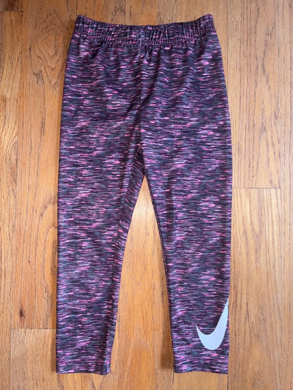 Nike Dri-FIT Girls Pink Black Space Dye Leggings Size 3-4Y